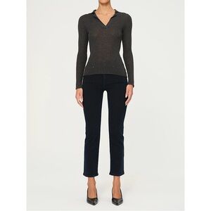 DL1961‎ Long Sleeve Polo Top Charcoal Grey medium